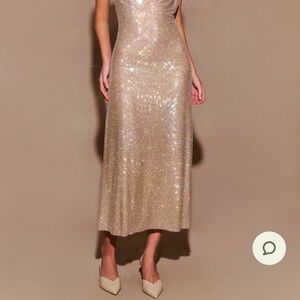 Gold Sequin Evening Dress